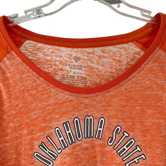 OSU Cowboys Long Sleeve T-Shirt Orange Burnout Womens Size L Oklahoma Colosseum - Picture 4 of 5